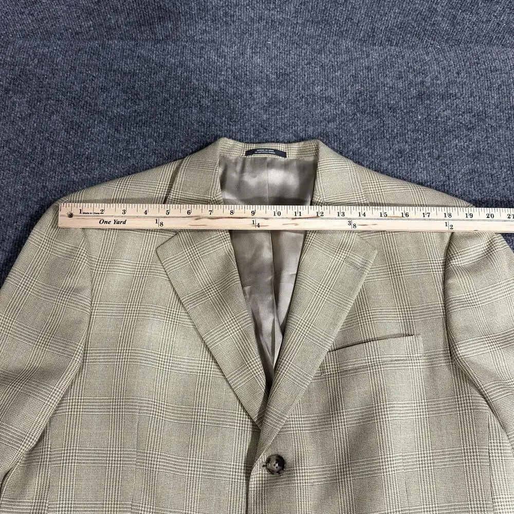 Austin Reed Blazer Mens 42L Tan Glen Plaid Sport Coat Made USA 3 Button Classic
